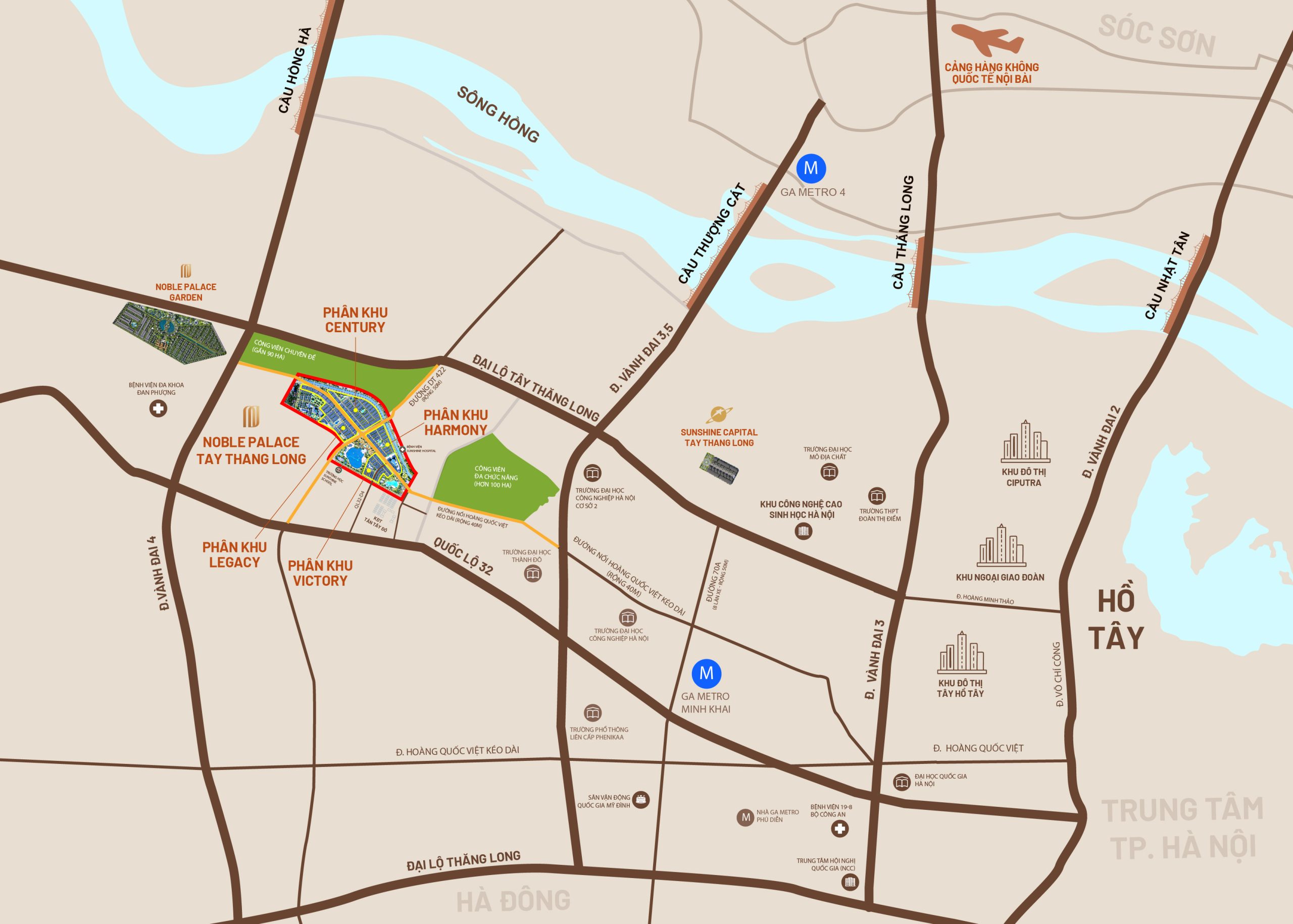 Bản đồ kết nối vùng Noble Tây Thăng Long